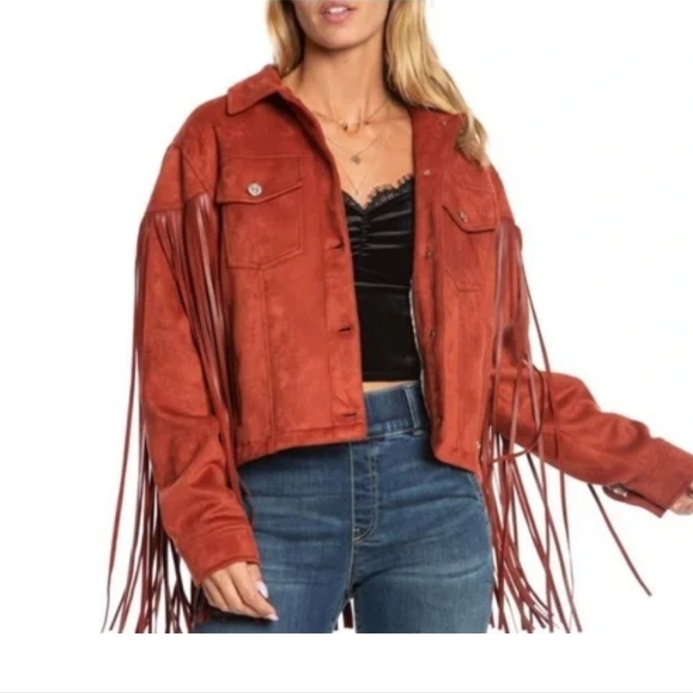 NWT Juicy Couture Rust Fringe Trucker Jacket - M